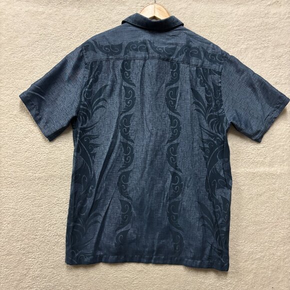 VTG Quiksilver Shirt Mens M Blue Shiny Hawaiian Soft Cool Surfer Skater Chill - Picture 9 of 11